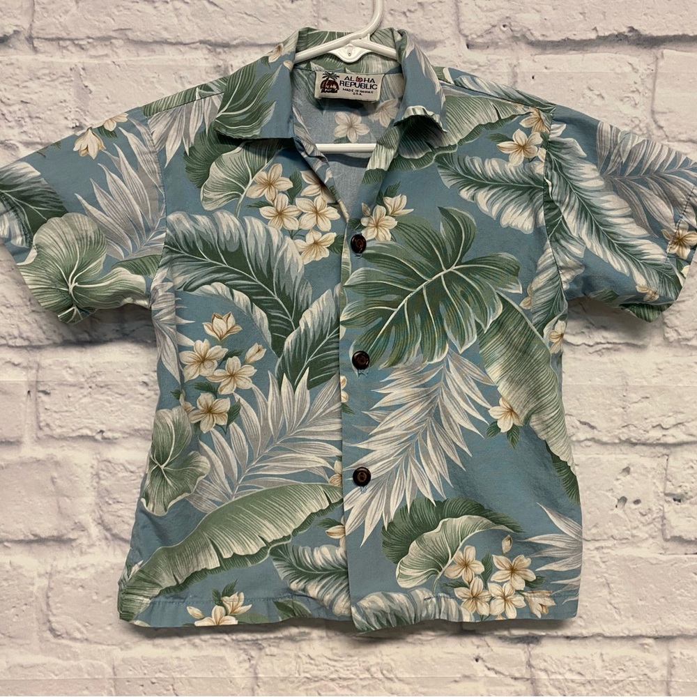 Aloha Republic Boys Hawaiian Shirt Sz 3/4